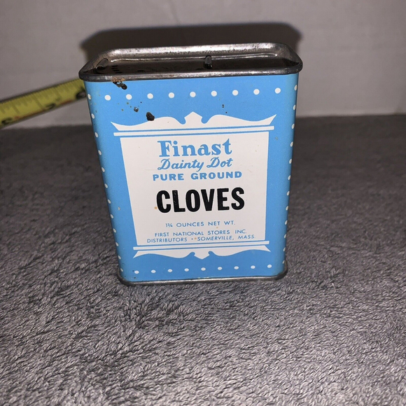 Vintage Finast Dainty Dot Cloves Spice Tin - First National Brand Massachusetts - Picture 3 of 5